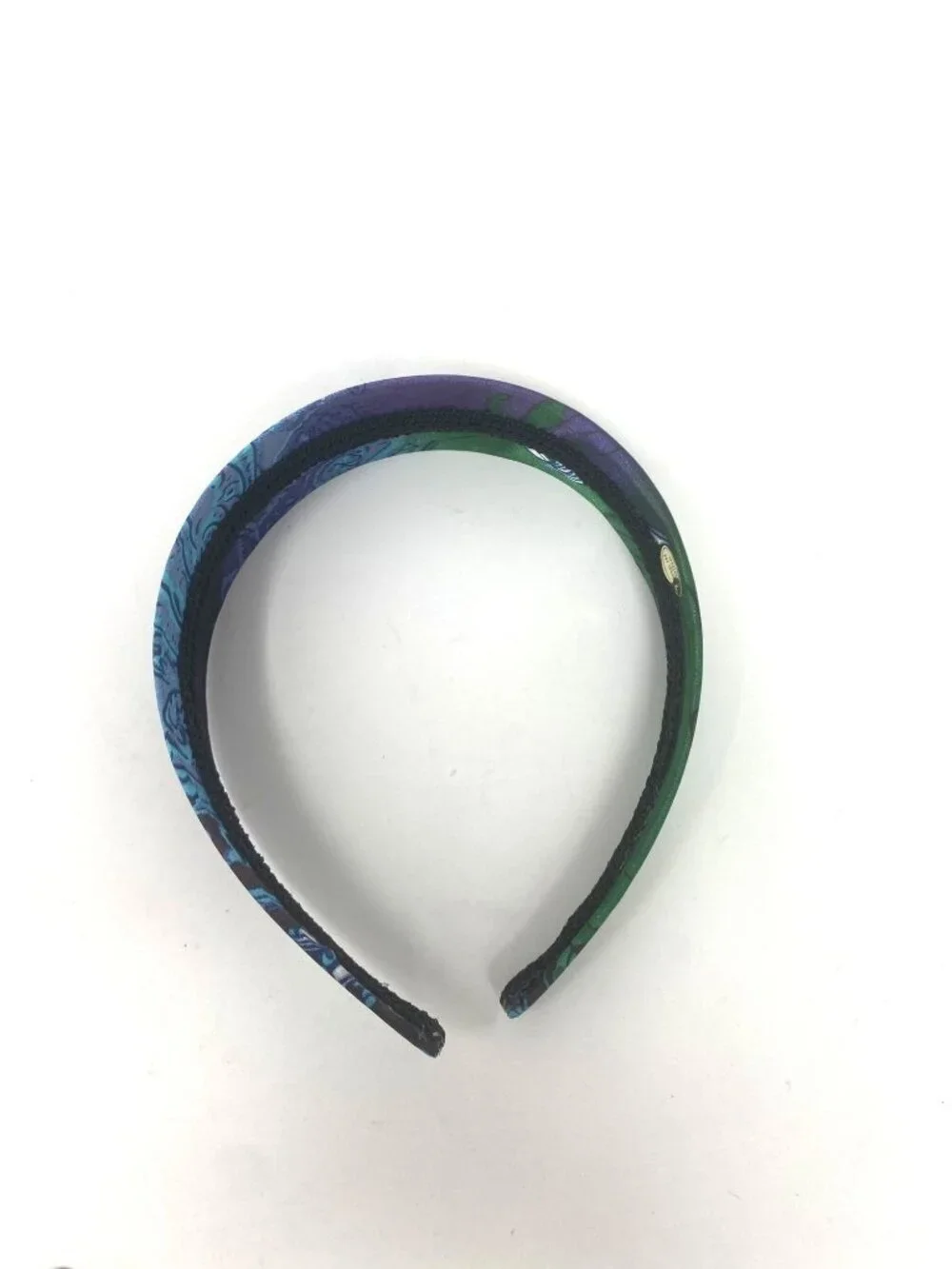 Kids Teen Fabric Iridescent Headband Paisley Blue Green Print